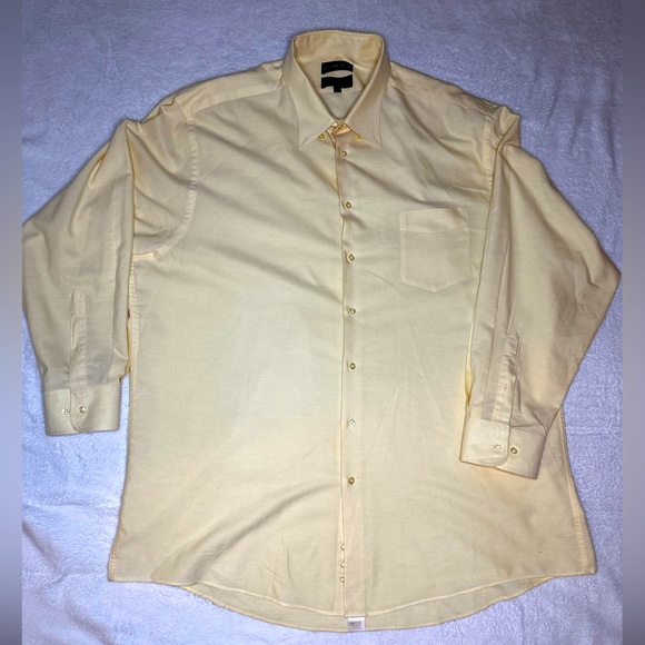 Covington Shirts Covington Mens Light Yellow Button Up Dress Shirt